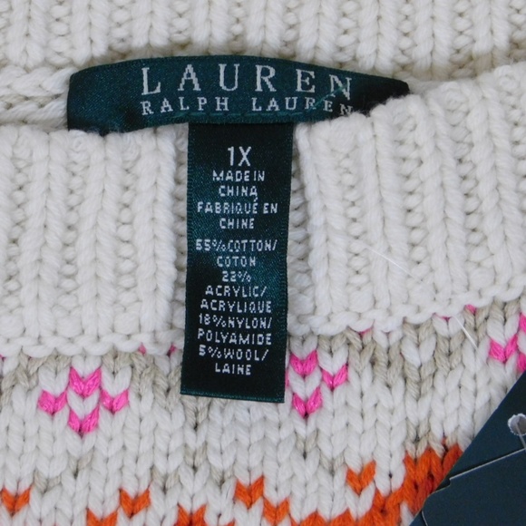 Ralph Lauren Sweater Boat Neck Fair Isle Plus Size - Picture 5 of 8
